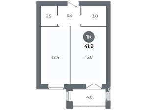 Студия квартира, вторичка, 42м2, 4/9 этаж