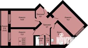 3-к квартира, строящийся дом, 79м2, 8/9 этаж
