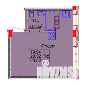 Студия квартира, строящийся дом, 24м2, 2/15 этаж