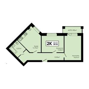 2-к квартира, вторичка, 59м2, 3/4 этаж