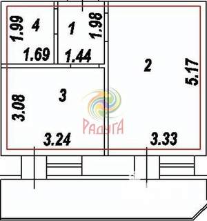 1-к квартира, вторичка, 42м2, 12/14 этаж