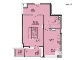 1-к квартира, вторичка, 49м2, 10/11 этаж