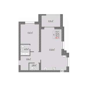 1-к квартира, строящийся дом, 81м2, 9/9 этаж