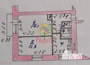 2-к квартира, вторичка, 42м2, 5/5 этаж