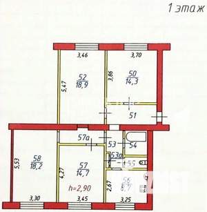 4-к квартира, вторичка, 93м2, 1/3 этаж