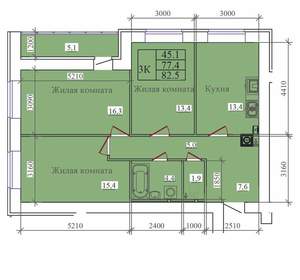 3-к квартира, вторичка, 76м2, 6/14 этаж
