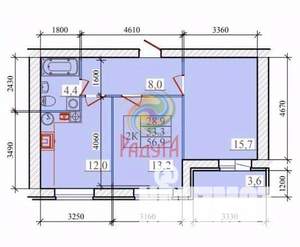 2-к квартира, вторичка, 57м2, 11/14 этаж
