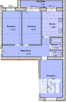 3-к квартира, строящийся дом, 82м2, 2/8 этаж