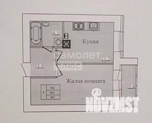 1-к квартира, вторичка, 39м2, 6/15 этаж