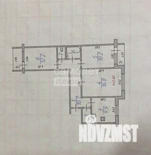 3-к квартира, вторичка, 65м2, 6/9 этаж