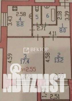 2-к квартира, вторичка, 52м2, 3/6 этаж