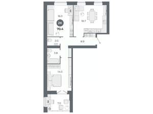 Студия квартира, вторичка, 70м2, 6/9 этаж