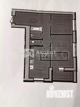 2-к квартира, вторичка, 57м2, 9/9 этаж