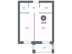 Студия квартира, вторичка, 42м2, 2/9 этаж