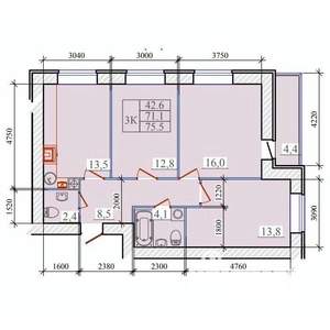 3-к квартира, вторичка, 76м2, 1/14 этаж