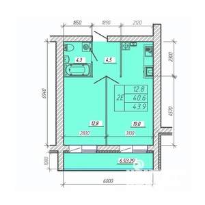 2-к квартира, вторичка, 44м2, 9/9 этаж