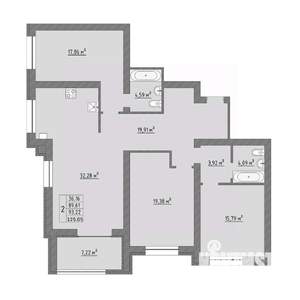 3-к квартира, строящийся дом, 125м2, 2/9 этаж