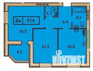 2-к квартира, вторичка, 57м2, 4/9 этаж