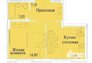 1-к квартира, вторичка, 40м2, 7/14 этаж