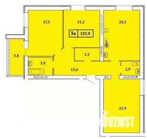 3-к квартира, вторичка, 102м2, 2/9 этаж