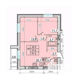 2-к квартира, вторичка, 61м2, 10/14 этаж