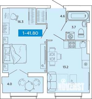 1-к квартира, строящийся дом, 42м2, 11/14 этаж