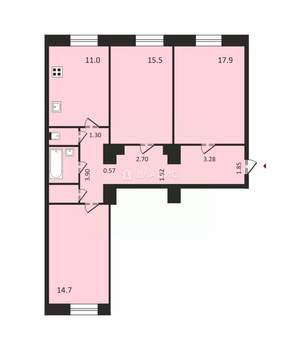 3-к квартира, вторичка, 81м2, 2/4 этаж