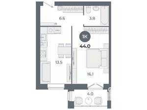 Студия квартира, вторичка, 44м2, 4/9 этаж