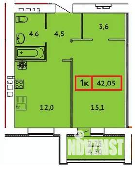 1-к квартира, строящийся дом, 42м2, 9/10 этаж