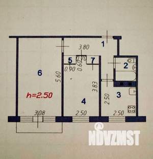 2-к квартира, вторичка, 43м2, 4/5 этаж