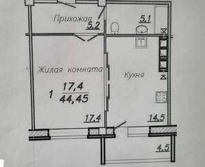 1-к квартира, вторичка, 43м2, 10/11 этаж