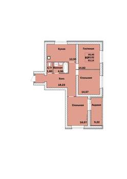 3-к квартира, вторичка, 93м2, 6/9 этаж