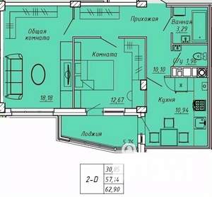 2-к квартира, вторичка, 63м2, 4/9 этаж
