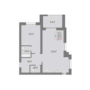 1-к квартира, строящийся дом, 81м2, 3/9 этаж