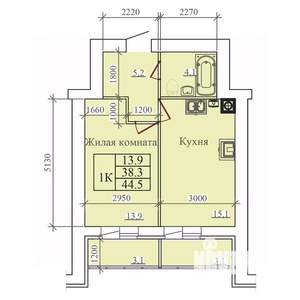 1-к квартира, вторичка, 45м2, 12/14 этаж