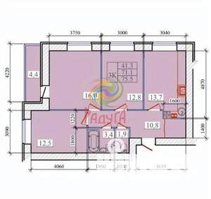 3-к квартира, вторичка, 76м2, 2/14 этаж