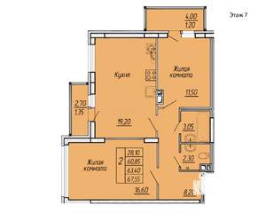 2-к квартира, вторичка, 68м2, 9/11 этаж