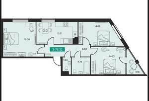 Студия квартира, вторичка, 78м2, 8/14 этаж