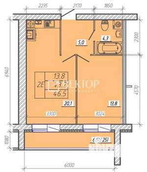 1-к квартира, вторичка, 47м2, 1/9 этаж