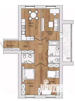 3-к квартира, строящийся дом, 87м2, 4/10 этаж