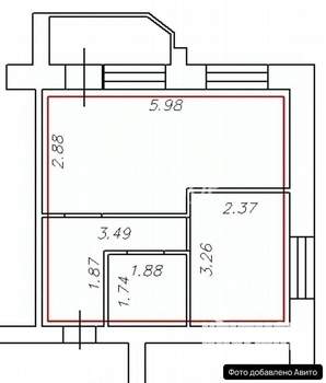 1-к квартира, вторичка, 36м2, 5/9 этаж