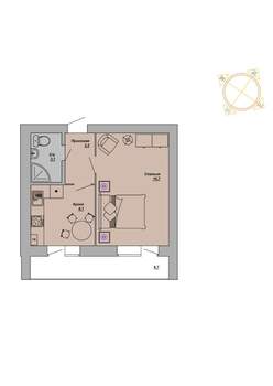 1-к квартира, сданный дом, 38м2, 3/5 этаж