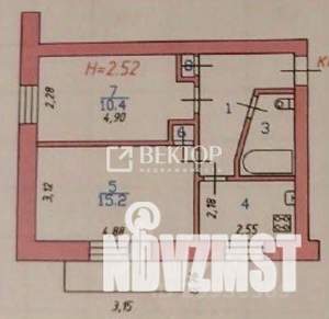 2-к квартира, вторичка, 40м2, 5/5 этаж