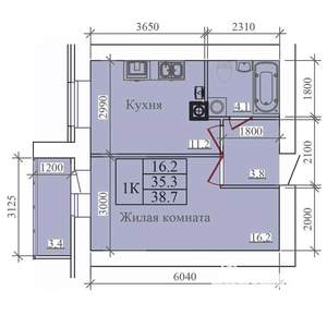 1-к квартира, вторичка, 39м2, 4/14 этаж