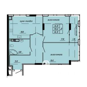 2-к квартира, строящийся дом, 84м2, 6/9 этаж