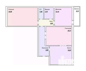 3-к квартира, вторичка, 79м2, 11/17 этаж