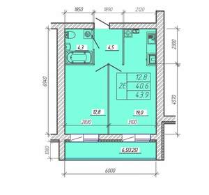 2-к квартира, вторичка, 44м2, 9/9 этаж