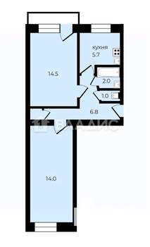 2-к квартира, вторичка, 45м2, 5/5 этаж