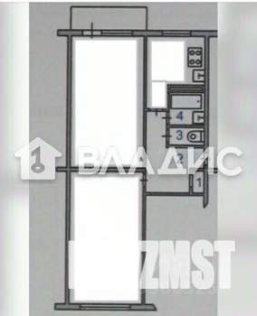 2-к квартира, вторичка, 50м2, 5/5 этаж