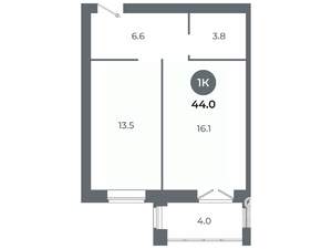 Студия квартира, вторичка, 44м2, 6/9 этаж